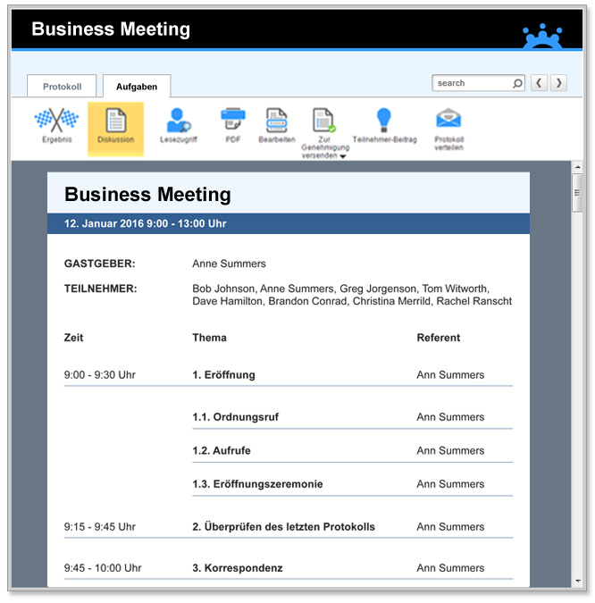 Laden Sie diese Business Meeting-Agenda herunter!