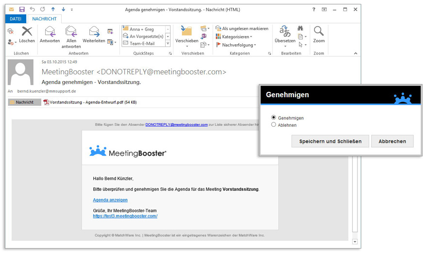 Protokoll zur Genehmigung versenden