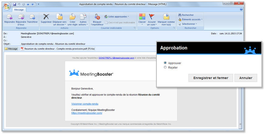 Envoi des comptes-rendus pour approbation
