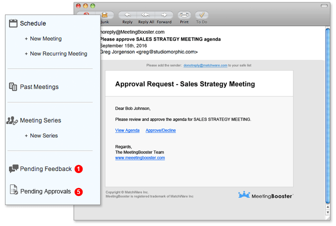 Agenda approval email notification