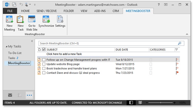 Receive tasks in Outlook