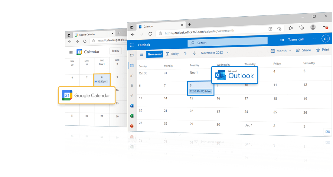 Synchronize with Microsoft Outlook and Google Calendar