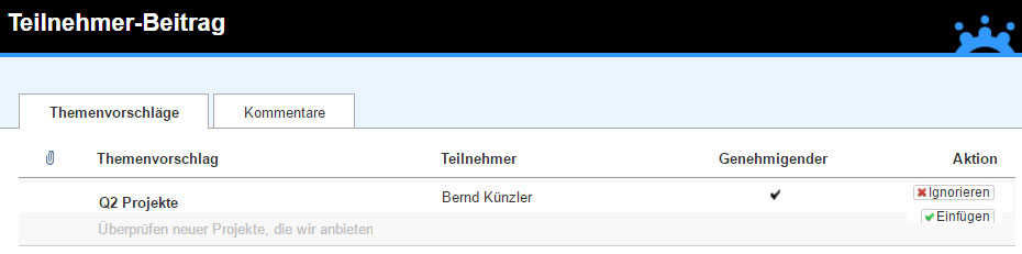 Akzeptieren oder Verwerfen der Themenvorschläge