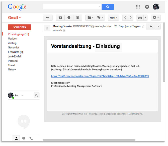 Einladungen und Erinnerungen erhalten
