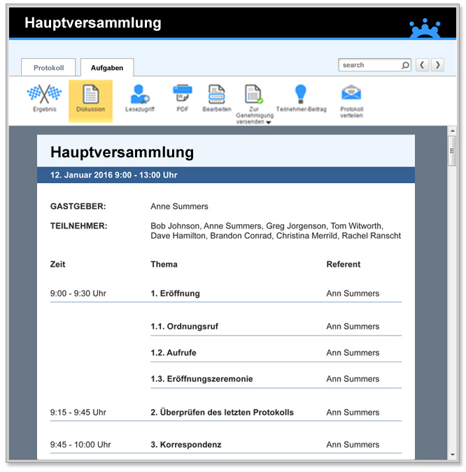 Agenda Vorlagen