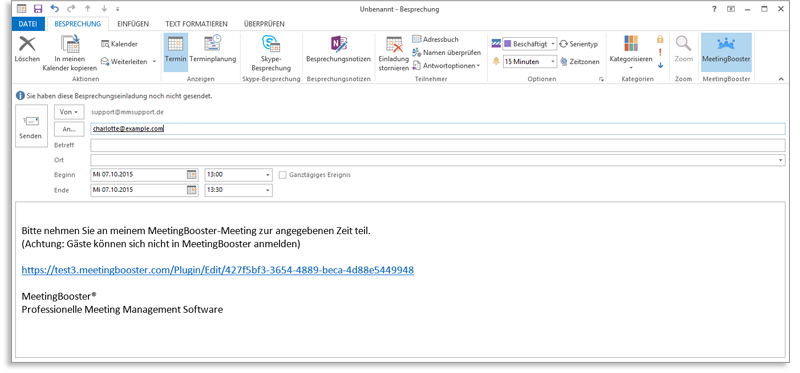 Meetings planen über Microsoft Outlook