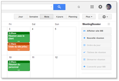Planification des réunions via Google Gmail