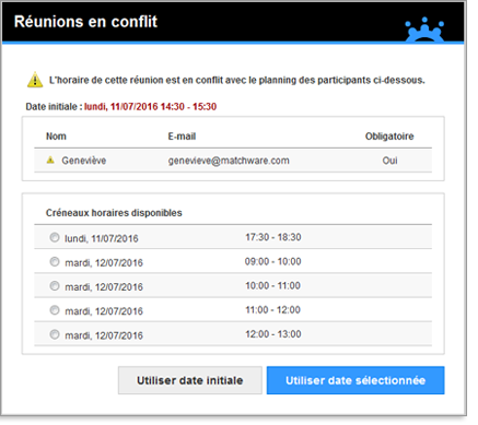Réception des avis de disponibilité