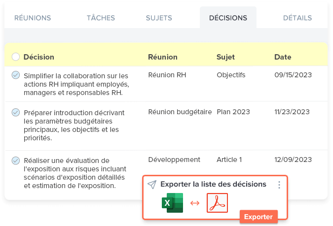 Consultez une vue consolidée des décisions prises