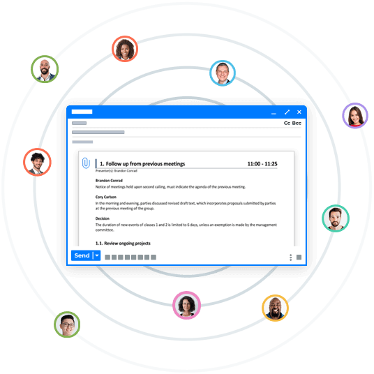 Faites parvenir le compte-rendu directement dans la messagerie des participants