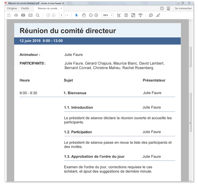 Application d'ordre du jour