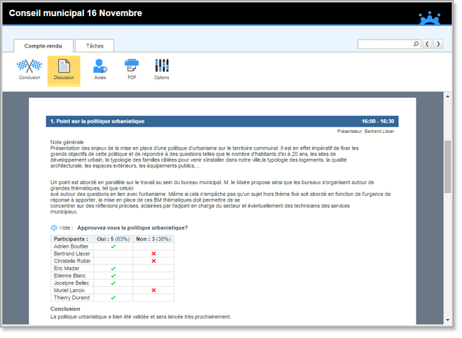 Automatiquement envoyé par e-mail aux participants du conseil.