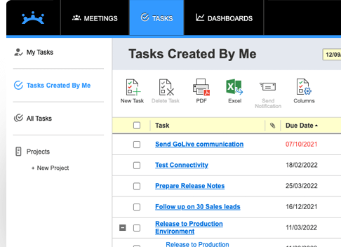 Manage meeting action items