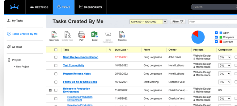 Manage meeting action items