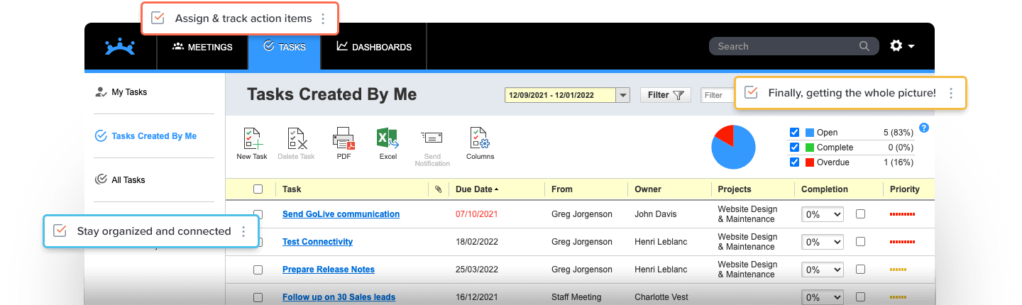 Manage meeting action items