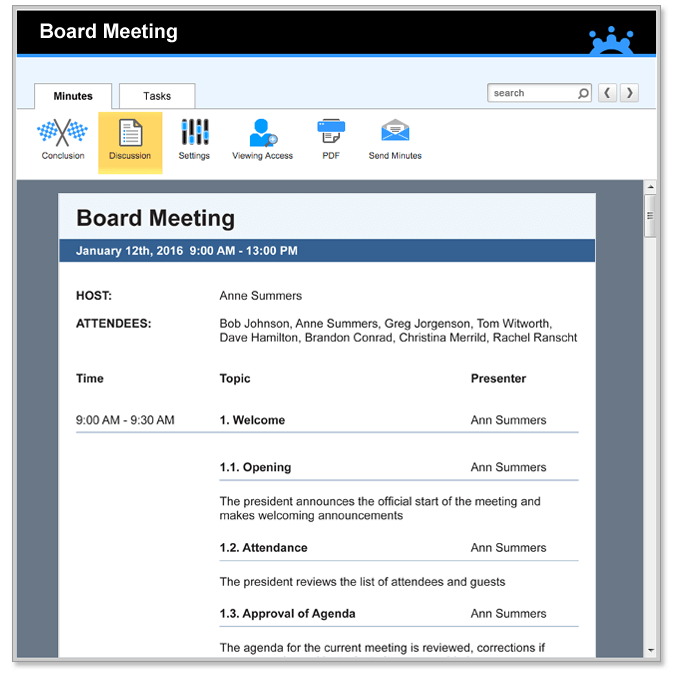 Board Meeting Agenda