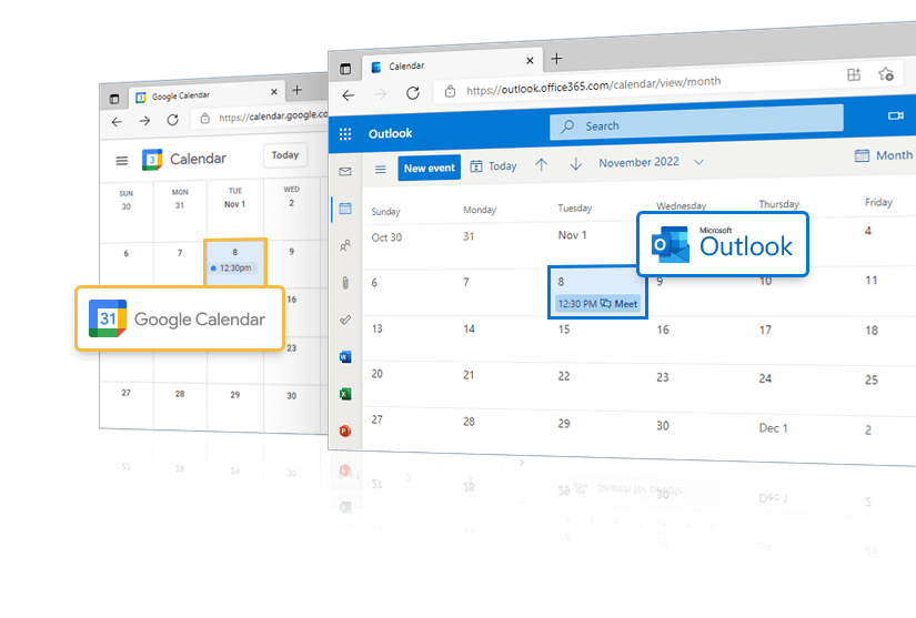 Synchronize with Microsoft Outlook and Google Calendar