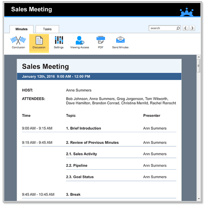 Sales Meeting Minutes