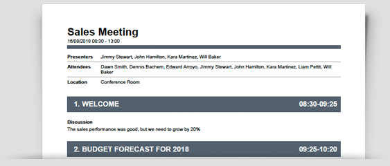Sales Meeting Minutes